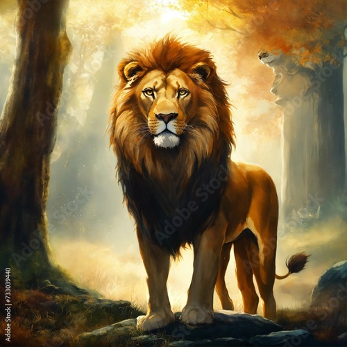 lion  standing in the  jungle 