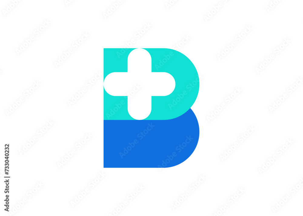 Letter B cross plus logo icon design template elements Letter B cross plus logo icon design template elements