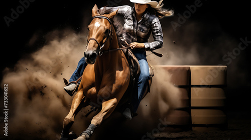 A horse and rider in a barrel racing pattern © Muhammad