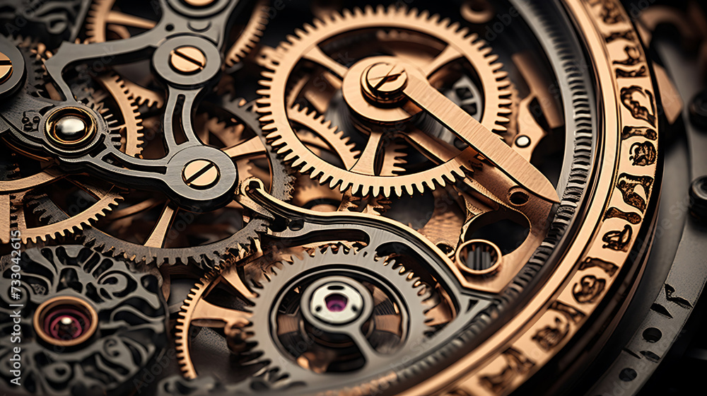 Details of a mechanical watch's gears