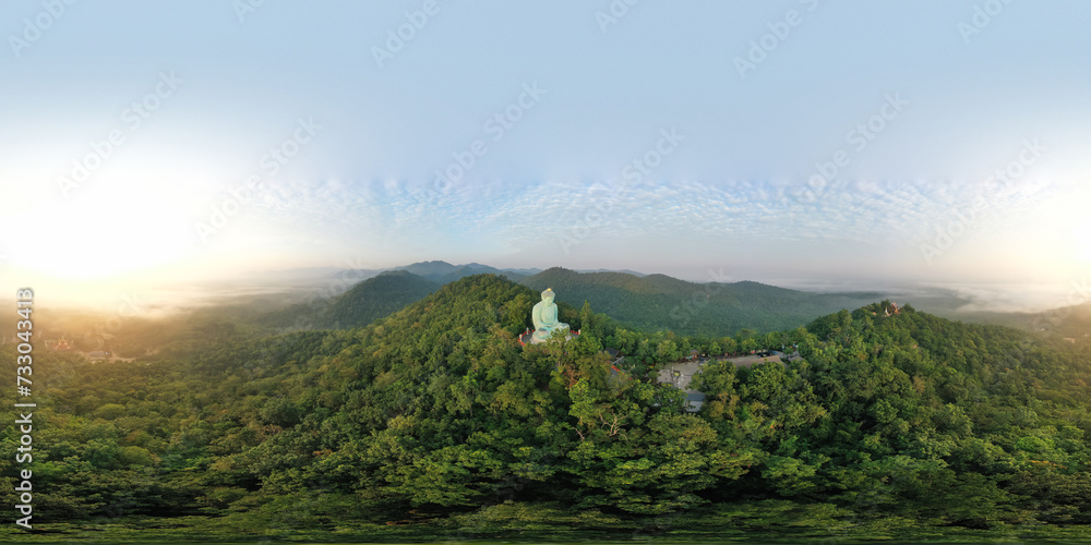 Aerial view of The Great Buddha at Doi Phra Chan is a towering bronze Buddha statue that can be reached by climbing 628 steps up at wat Prathat Doi Prachan, Pa Tan, Mae Tha District, Lampang, Thailand Aerial view of The Great Buddha at Doi Phra Chan is a towering bronze Buddha statue that can be reached by climbing 628 steps up at wat Prathat Doi Prachan, Pa Tan, Mae Tha District, Lampang, Thailand