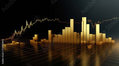 financial graph over black background with lights