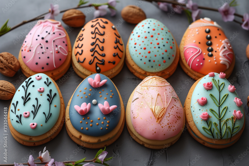 Easter cookies in the form of decorated eggs. Easter cookies in the form of decorated eggs.