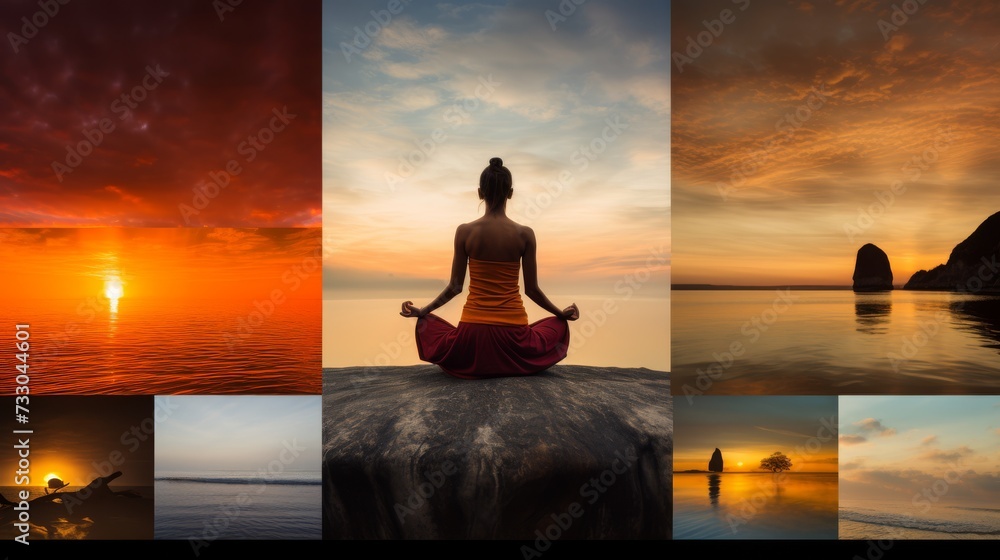 a composition of photos or graphics creating a moodboard my yoga adventure