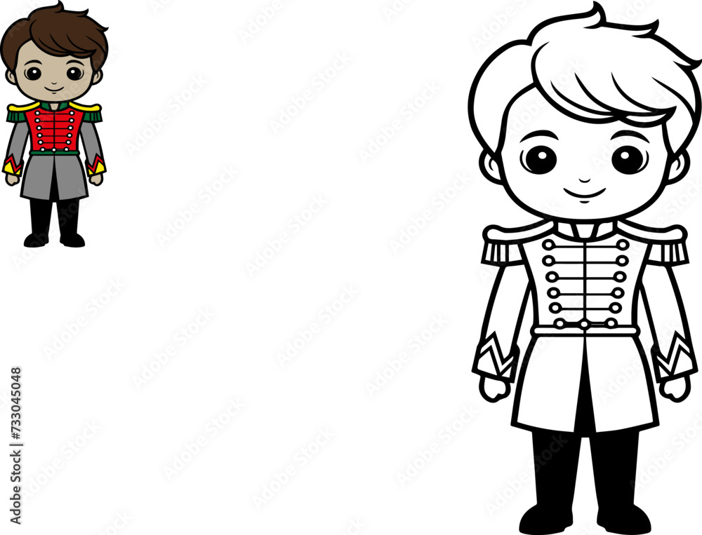 Fototapeta premium cute cartoon prince, coloring book, vector illustration