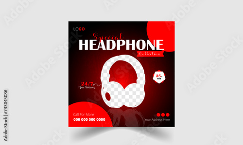 New arrival smart headphone or musical instrument Square social media post design for selling and promotional purpose.