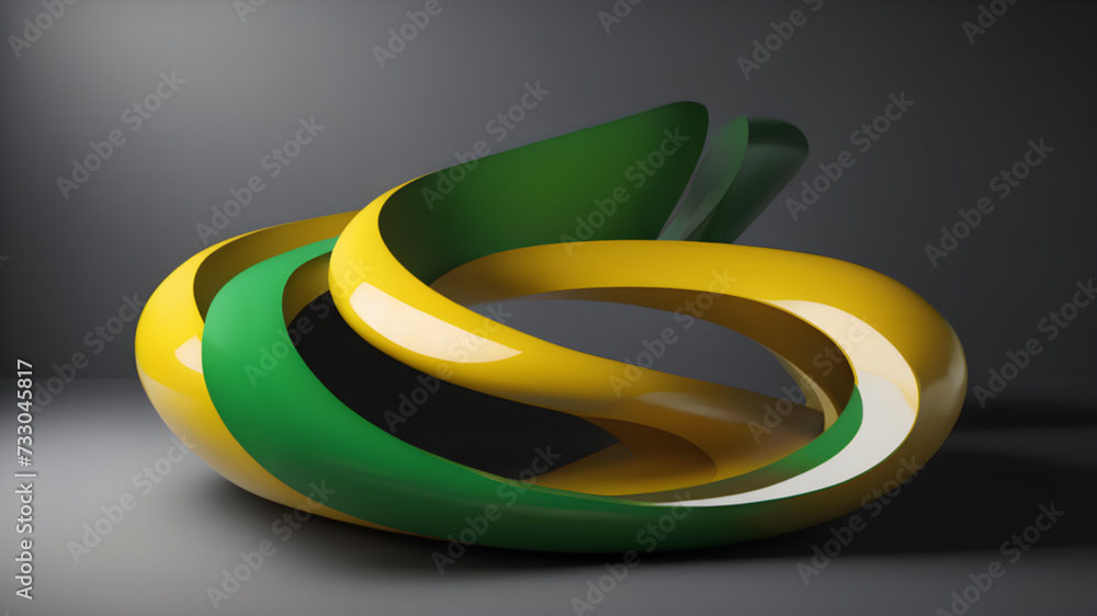 a 3d render curves of green ,yellow and darker ,banner design, poster, wallpaper,Generative ai,ai