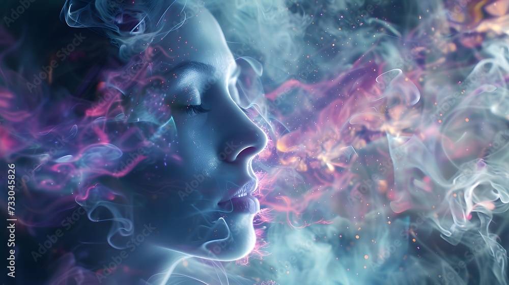 Cosmic Dreamscape: Ethereal Woman with Stardust Cosmic Dreamscape: Ethereal Woman with Stardust