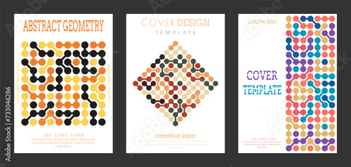Geometric composition. A set of colored cover pages for a book  a catalog magazine. A template for a banner  poster and brochure. An abstract version of modern design