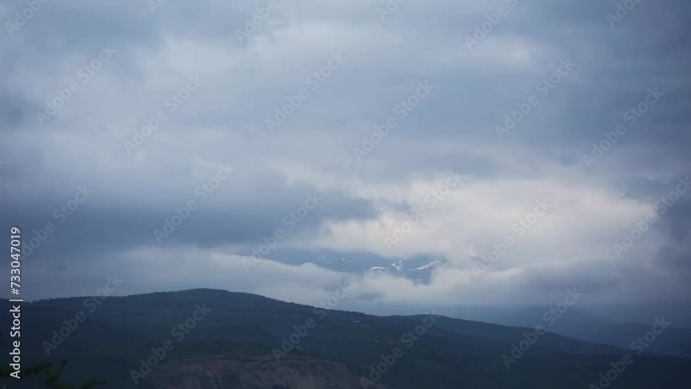 Panorama of mountains on a rainy cloudy day. Panorama of mountains on a rainy cloudy day.