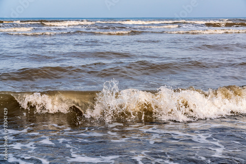 Splashes of sea waves on the shore