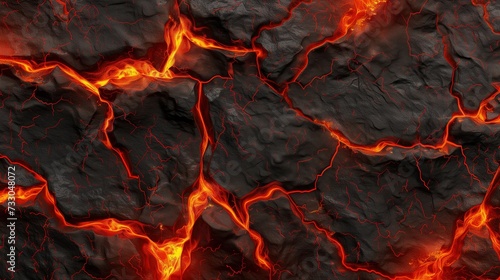 Vivid Lava Texture with Glowing Cracks