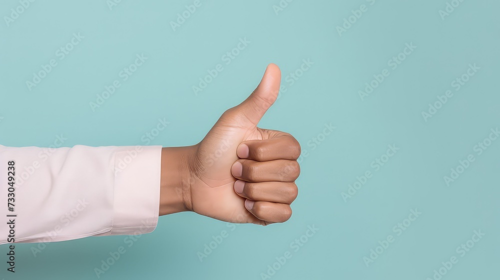 business man hands thumbs up on pastel color background business man hands thumbs up on pastel color background