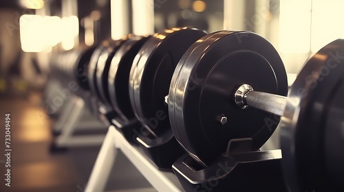 Dumbbells on the floor in the gym. Weightlifting