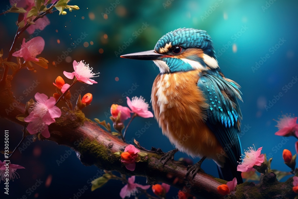Naklejka premium beautiful birds with blurred natural background with generative ai