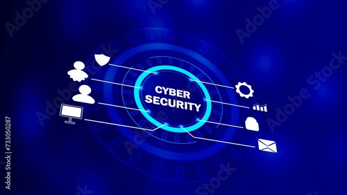 Cyber security text with privacy icon illustration. cyber security data protection and technology growth business concept illustration background.
