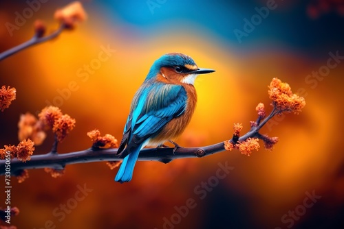 beautiful birds with blurred natural background with generative ai