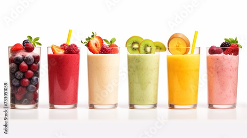 Assorted Fresh Fruit Smoothies Lineup - A Rainbow of Healthy Choices