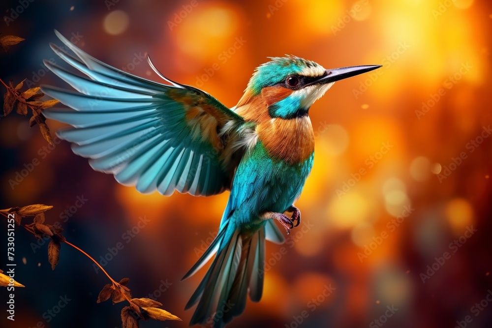 Obraz premium beautiful birds with blurred natural background with generative ai