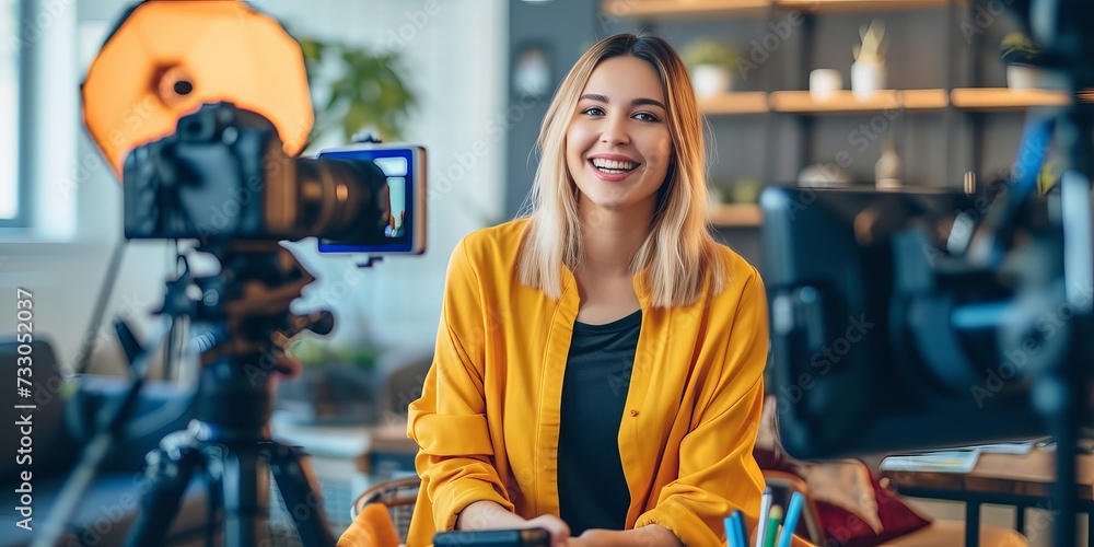 Women Streamer looking at camera Women Streamer looking at camera