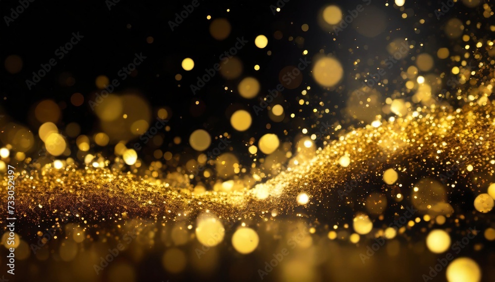 Obraz premium gold particles float in ther on a festive and celebratory black background