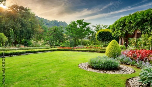 lawn and ornamental in garden