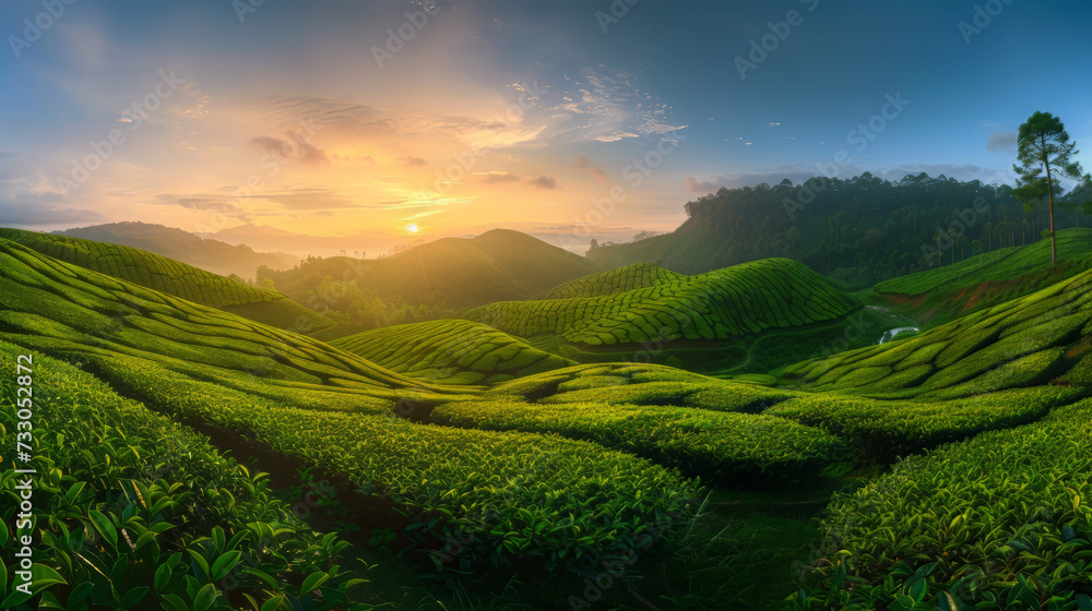 Picturesque tea plantation in the mountains