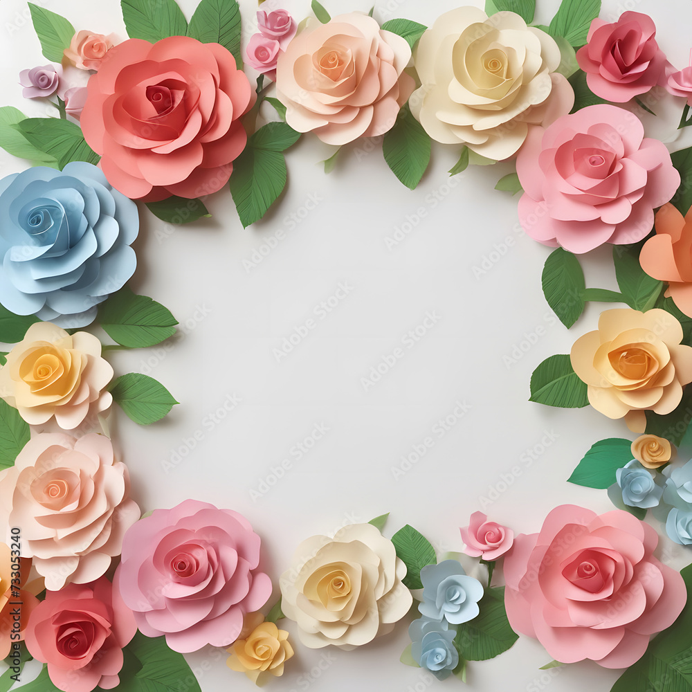 Colorful flower rose frame background.	