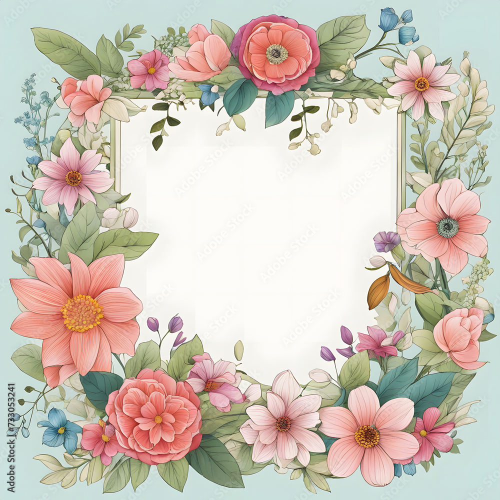 Colorful flower frame background.	