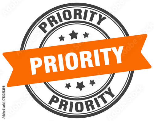 priority stamp. priority label on transparent background. round sign