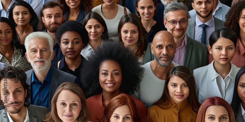 Multiple Group of People of Different Age looking at Camera and Smiling Multiple Group of People of Different Age looking at Camera and Smiling