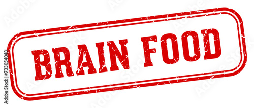 brain food stamp. brain food rectangular stamp on white background