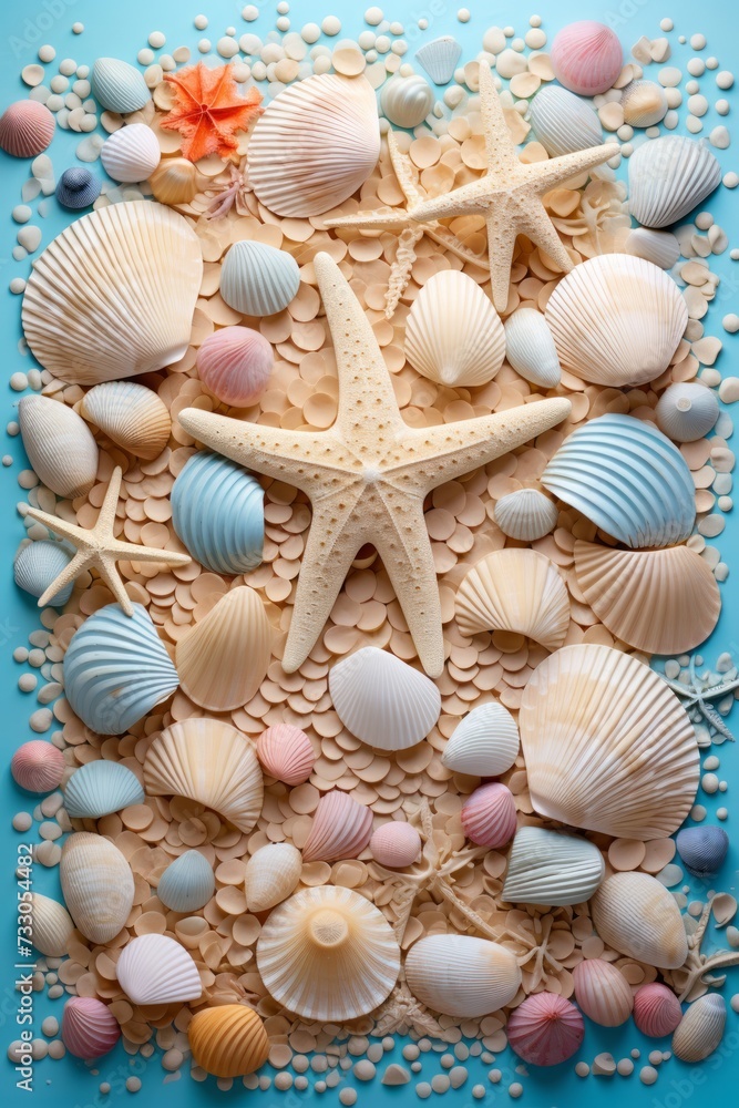 Shells and starfish background Shells and starfish background