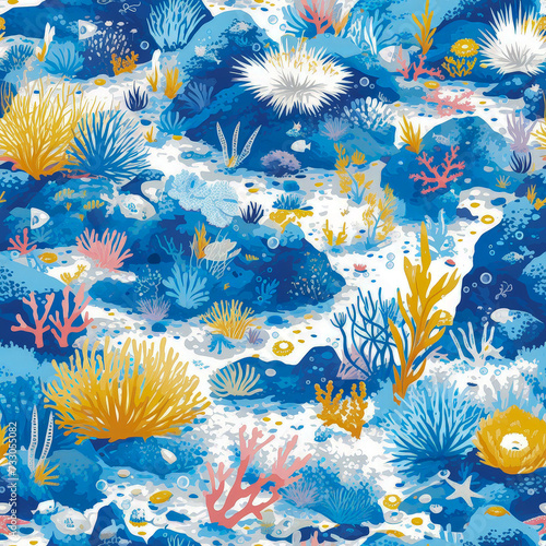 Seamless Coral Patterns Wallpaper seamless Tile- Ai Generated