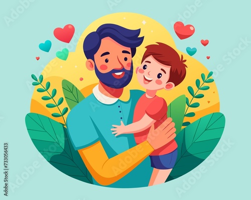 child and dad love with heart