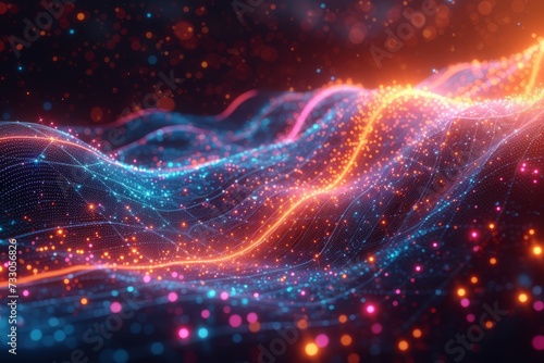 Colorful Abstract Wavy Particles Background