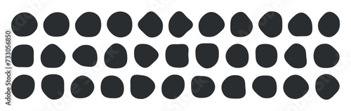 Collection of paint liquid black speech blotch spot irregular vector form isolated on transparent background, random cube drops simple elements, organic amoeba blob shape in modern style fluid dynamic