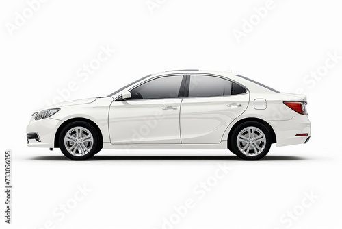 Passenger car isolated on a white background  with clipping path. Full Depth of field. Focus stacking  side view. Generative AI 