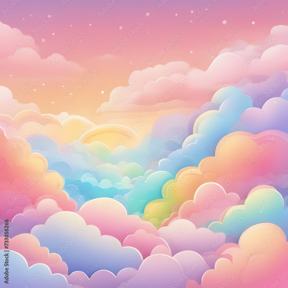 Pastel rainbow sky fantasy background.	