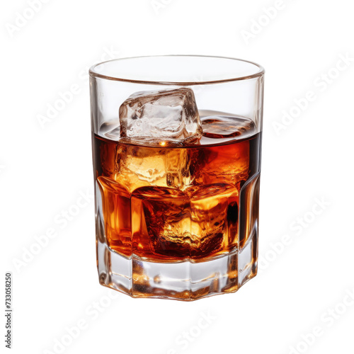 black coffee with ice cubes PNG , transparent background