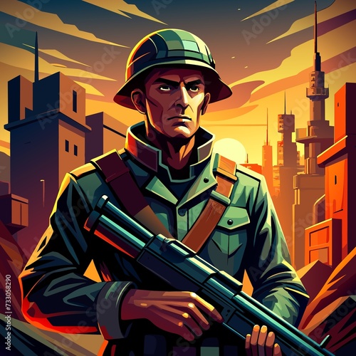 army men with gun in war zone