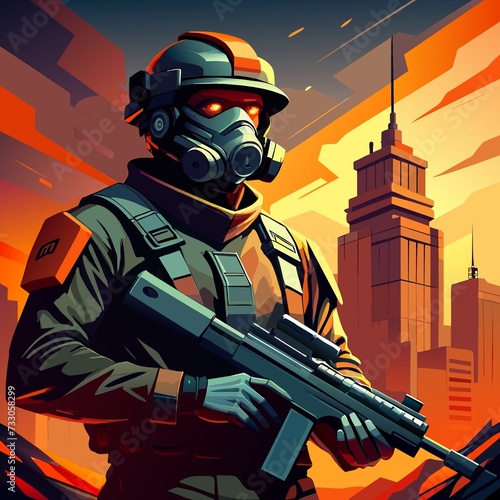 army men with gun in war zone