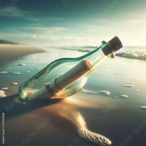 Message in a bottle sits on deserted beach awaiting discovery 