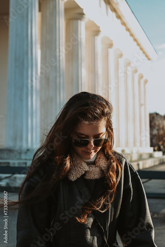 A young millennial girl spends time in Vienna, Austria. Walks around the sights of Vienna