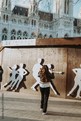 A young millennial girl spends time in Vienna, Austria. Walks around the sights of Vienna