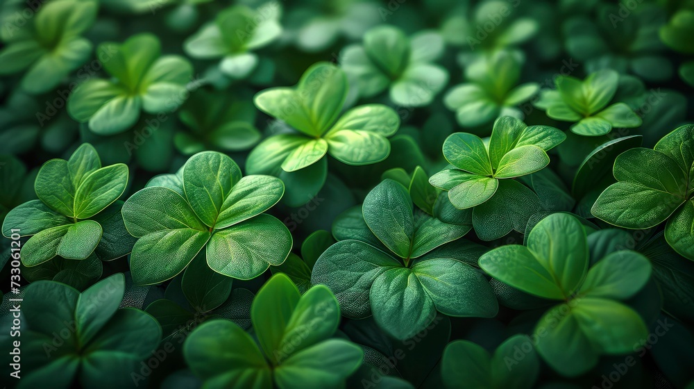 Clover leaves background. Top view. St Patrick's Day background Clover leaves background. Top view. St Patrick's Day background