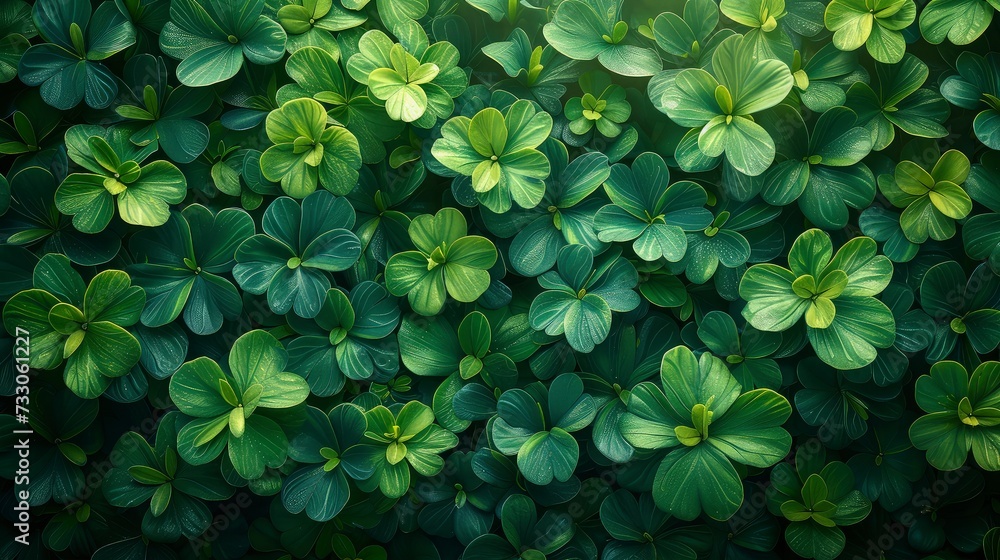 Clover leaves background. Top view. St Patrick's Day background Clover leaves background. Top view. St Patrick's Day background