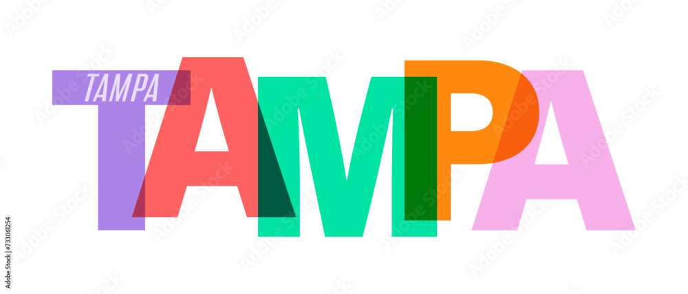 TAMPA. The name of the city on a white background. Vector design template for poster, postcard, banner TAMPA. The name of the city on a white background. Vector design template for poster, postcard, banner