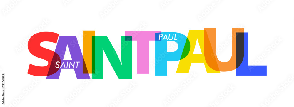 SAINT PAUL. The name of the city on a white background. Vector design template for poster, postcard, banner SAINT PAUL. The name of the city on a white background. Vector design template for poster, postcard, banner