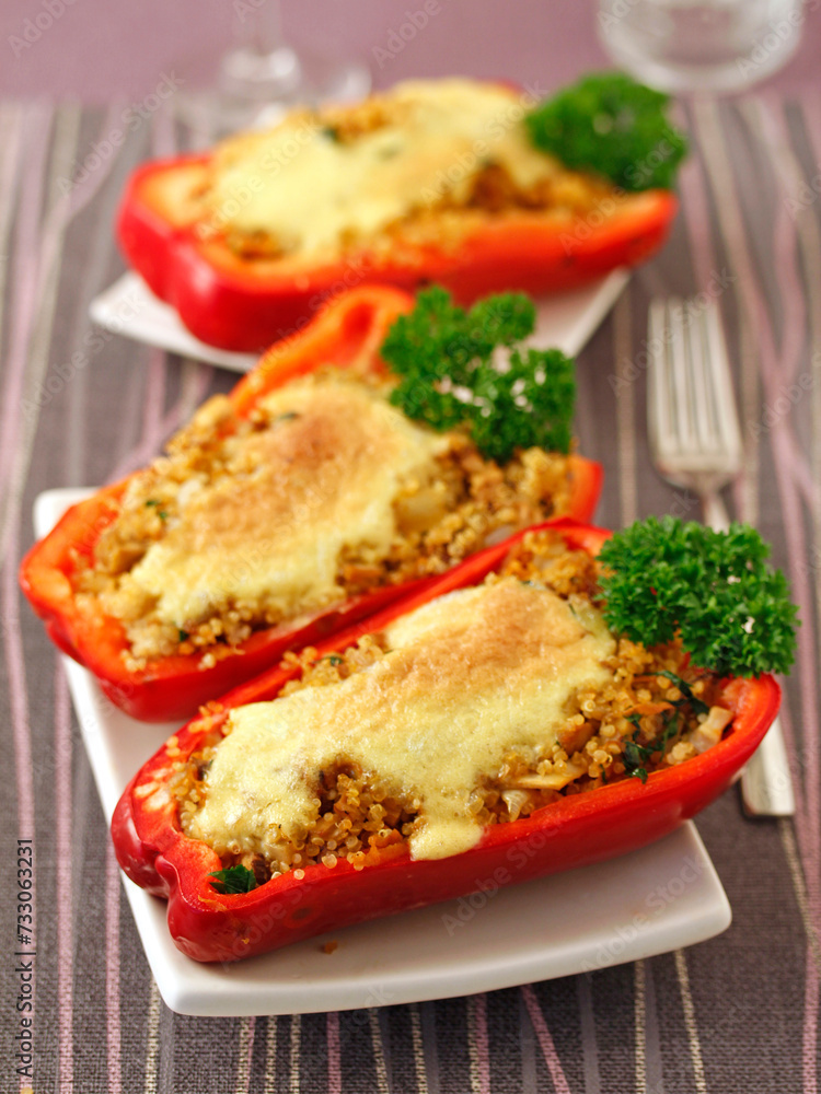 Peppers filled with quinoa.